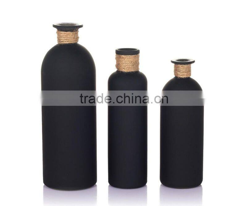 Set 3 Chalk Glass Vase With Rope