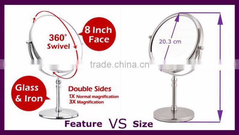 8 Inch Round Shape Magnification Cosmetic Table Mirror