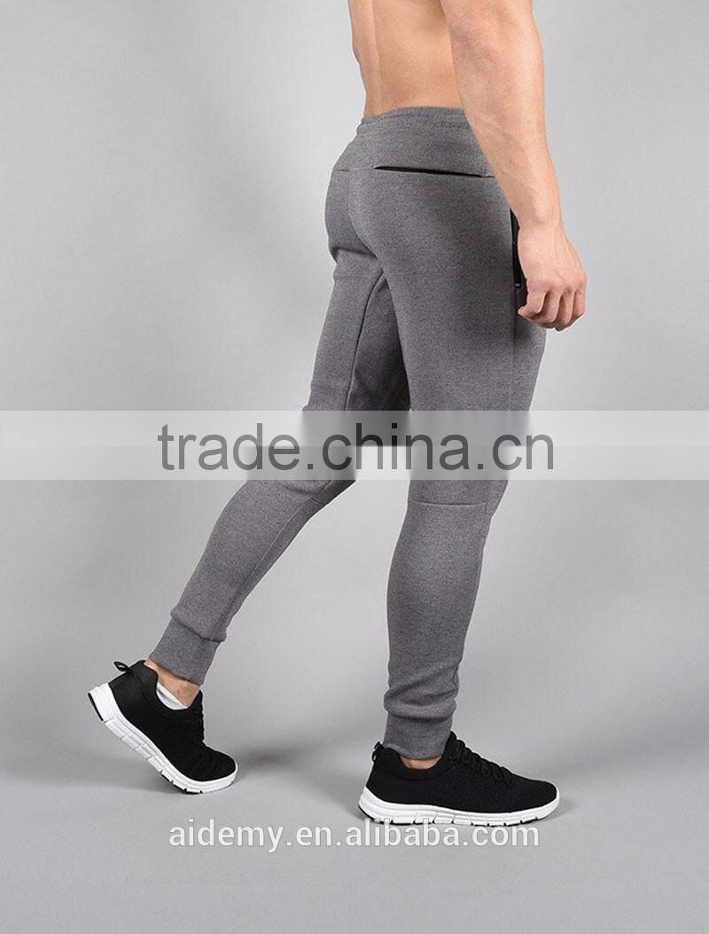 Fashion zipper pocket gym fitness joggers mens fleece jogger pants