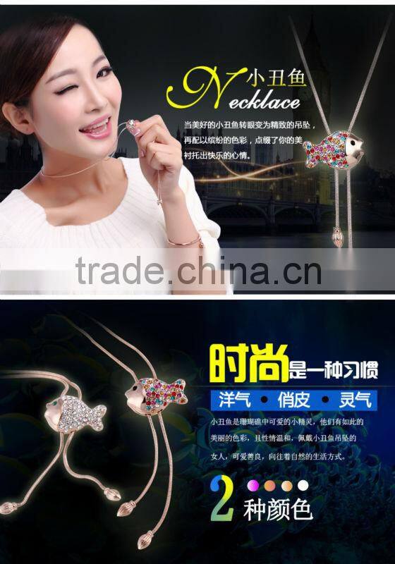 Fashion fish necklace chain with Austria Crystal