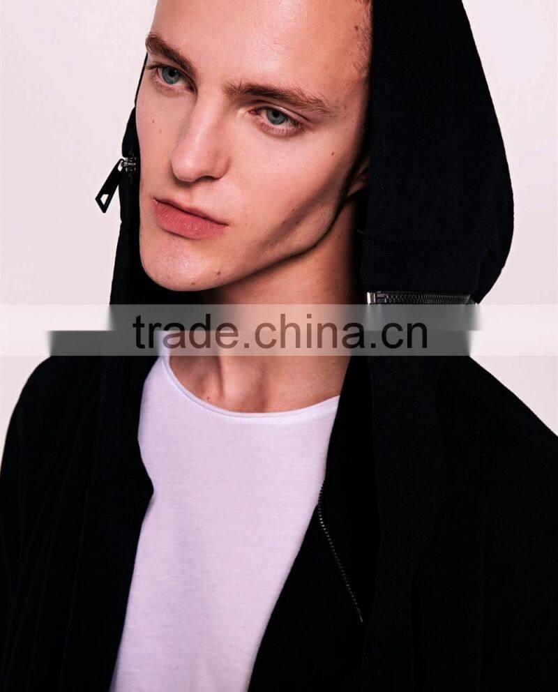 Guangzhou Daijun OEM hot selling with hool with zip men blank black 100 cotton elongated god like the hoodies