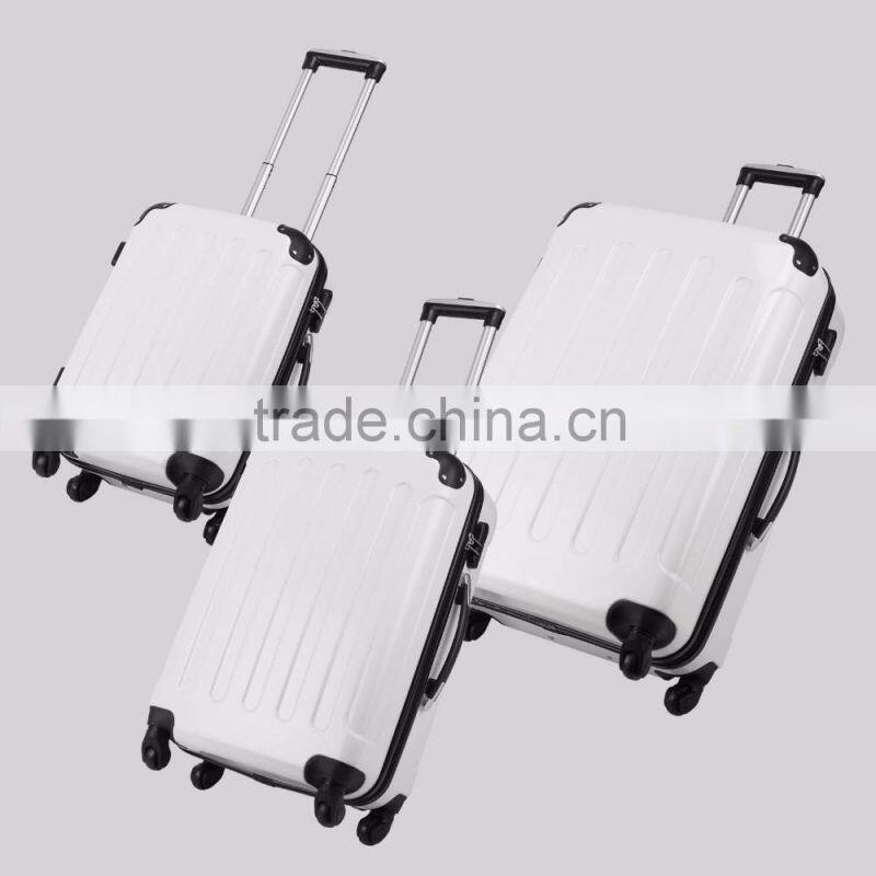 New 3PCS Silver Carry On Luggage Set Trolley Suitcase Travel Bag Spinner ABS PC