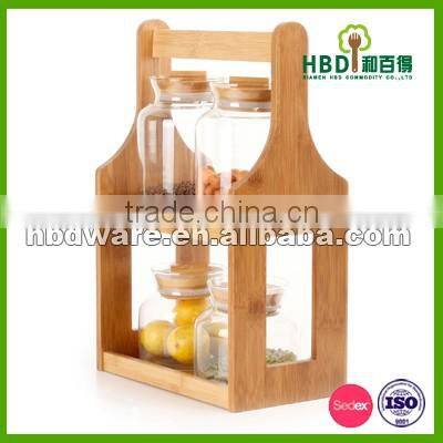 New design Glass Storage Canister with bamboo rack