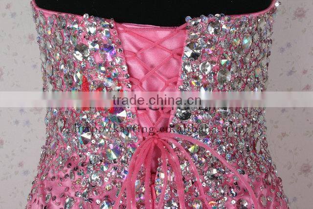 Heavy Handmade Off Shoulder Detachable Deep V-neck Beaded Real Short Front Long Train Prom Dresses