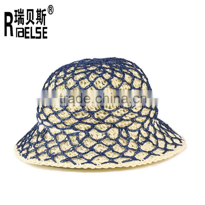 cheap lady hat fashion bucket straw hat promotion raffia handmade