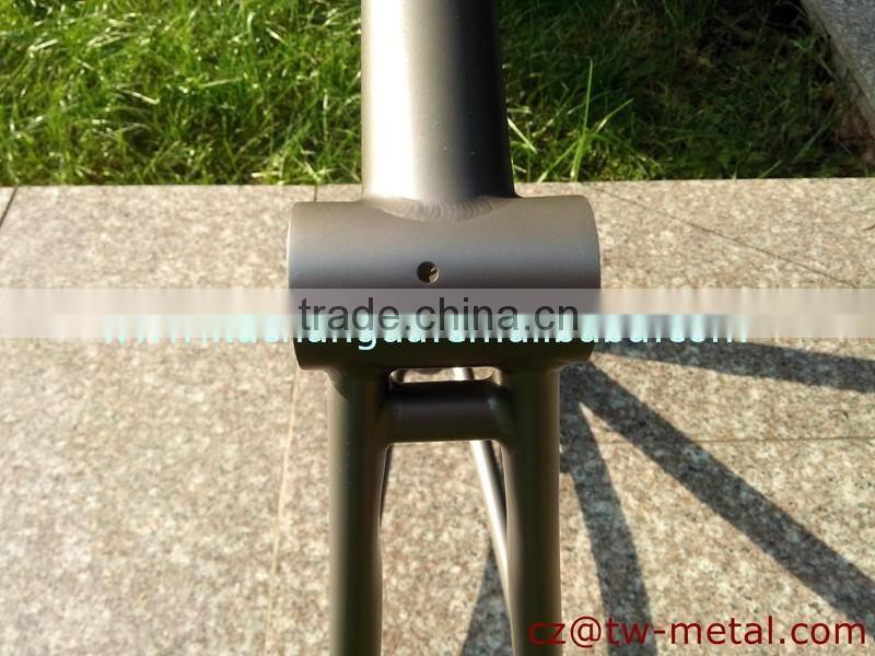 Customized Titanium road bicycle frame touring bike frame with polished logo & Integrated head tube