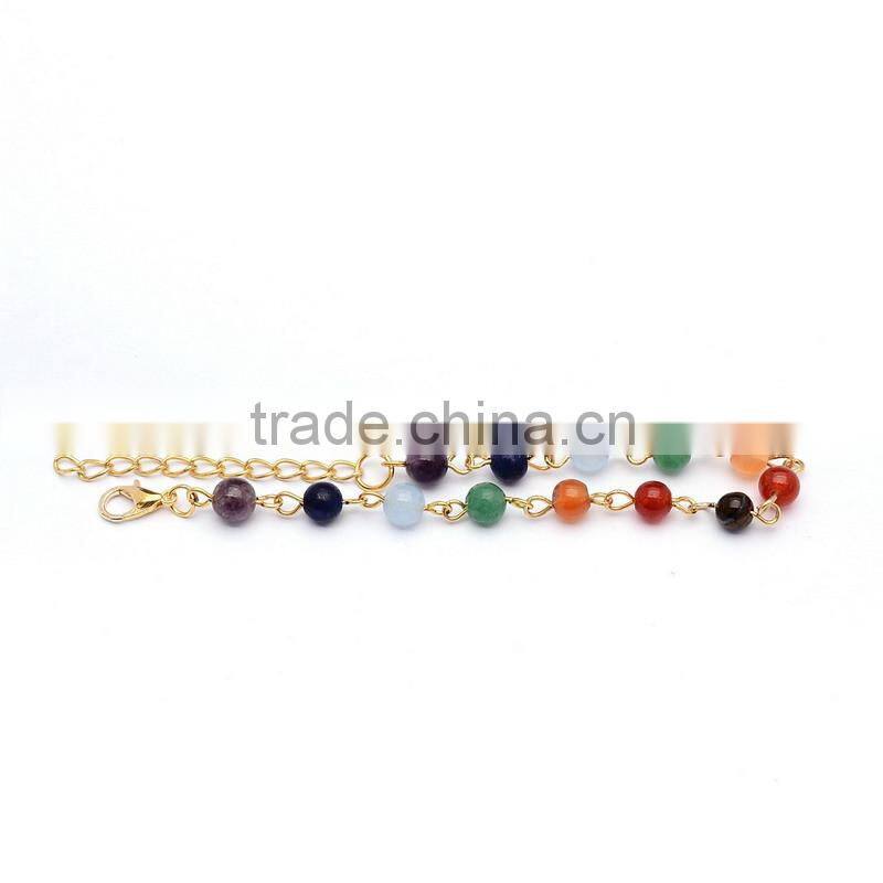 Healing Jewelry Stainless Steel Women Gemstone Nature Chakra Jewelry Bracelet