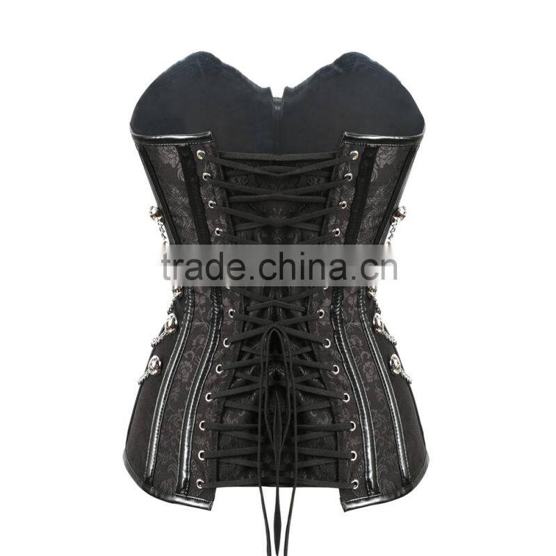 waist slimming steel bone corset in black