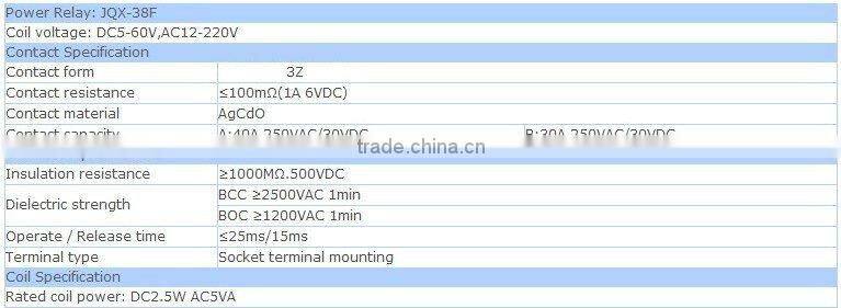 JQX-38F 3Z 40A 3PDT AC 220V Coil Electromagnetic Power Relay