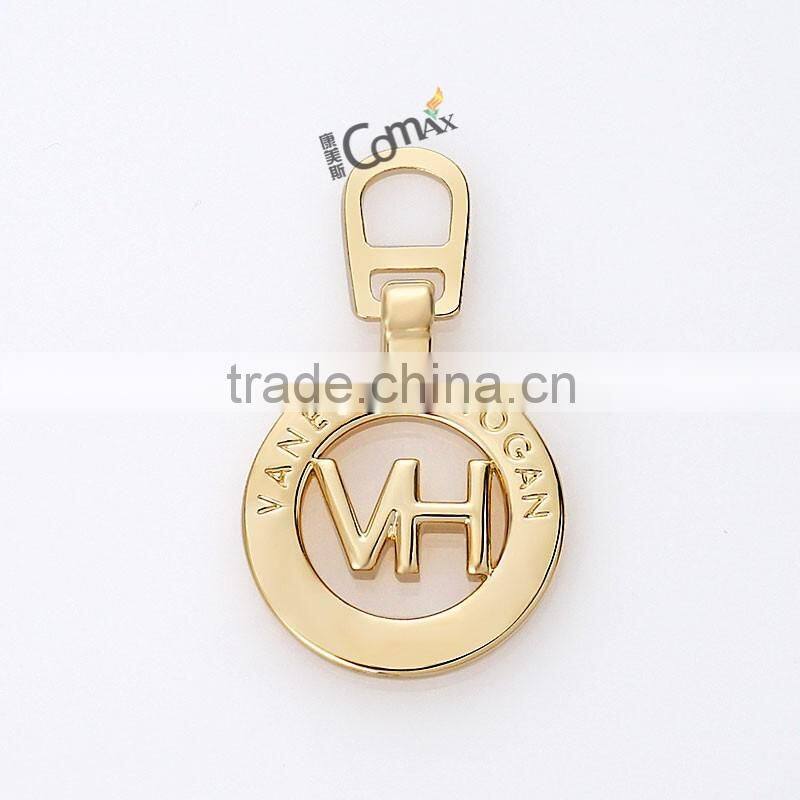 Hanging gold rotatable strong metal zipper puller for bag