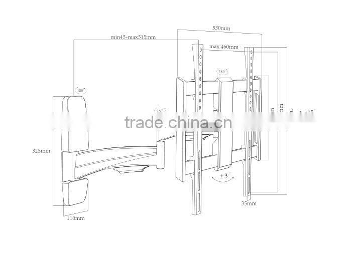Steel & Aluminum full motion lcd tv rotating bracket