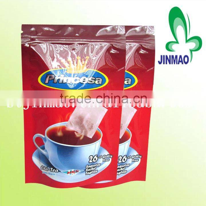 Logo printed side gusset tea bag package with foil