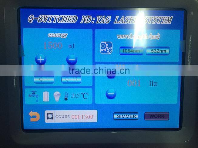 standing q-switch 1064nm 532nm long pulse nd yag laser hair removal machine