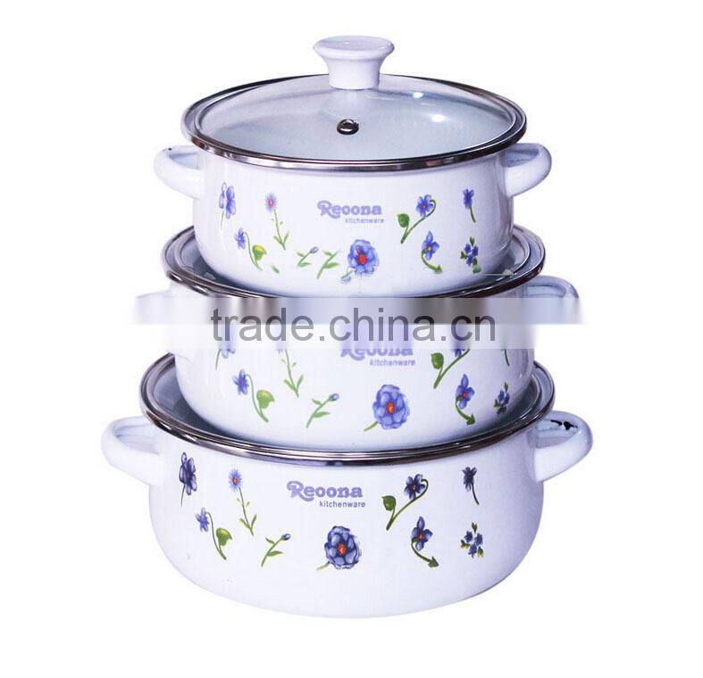 GRS 3 pcs enamel pot set.Enamel Cookware set .