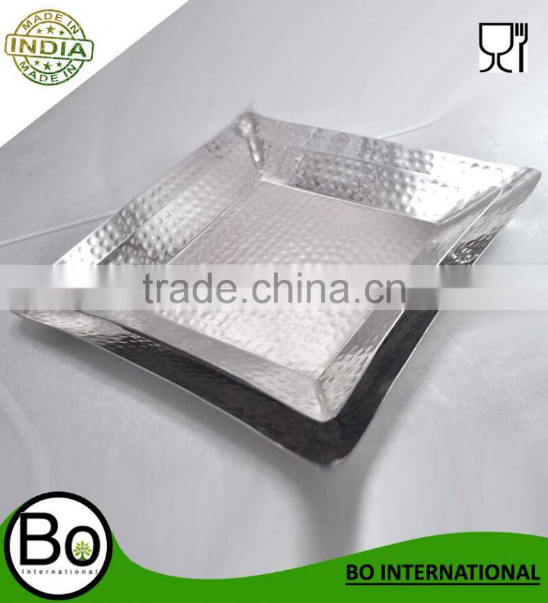Stainless Steel Square Tray With Hammered 31cm