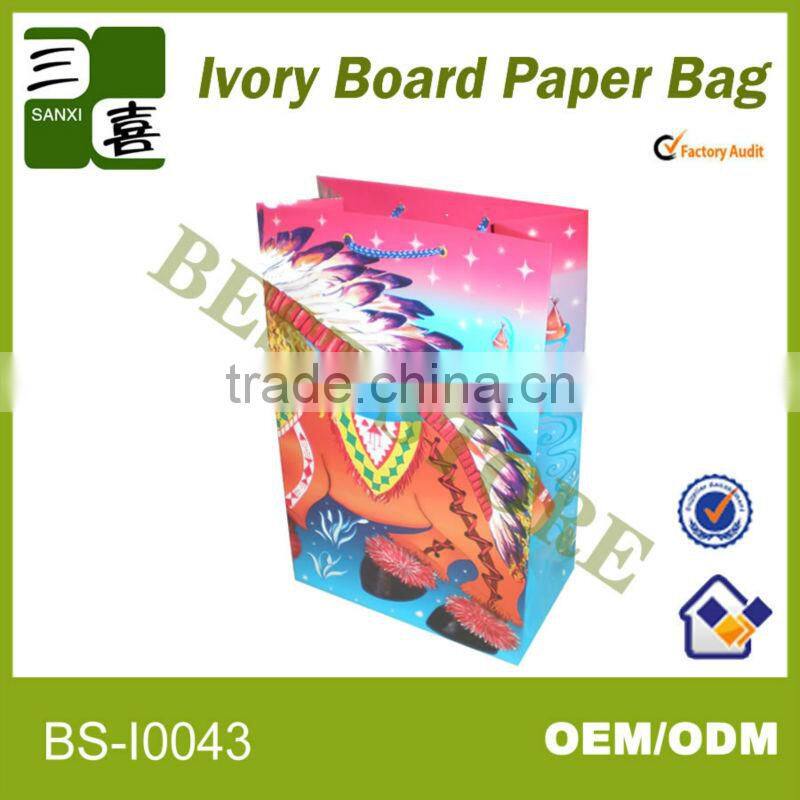2014 newest nice paper gift bag /ribbon tie gift bag