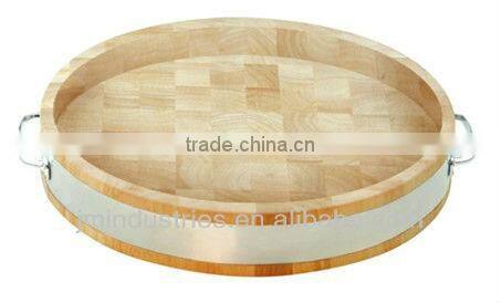 High Quality Block Oak Bread Tray with Handle