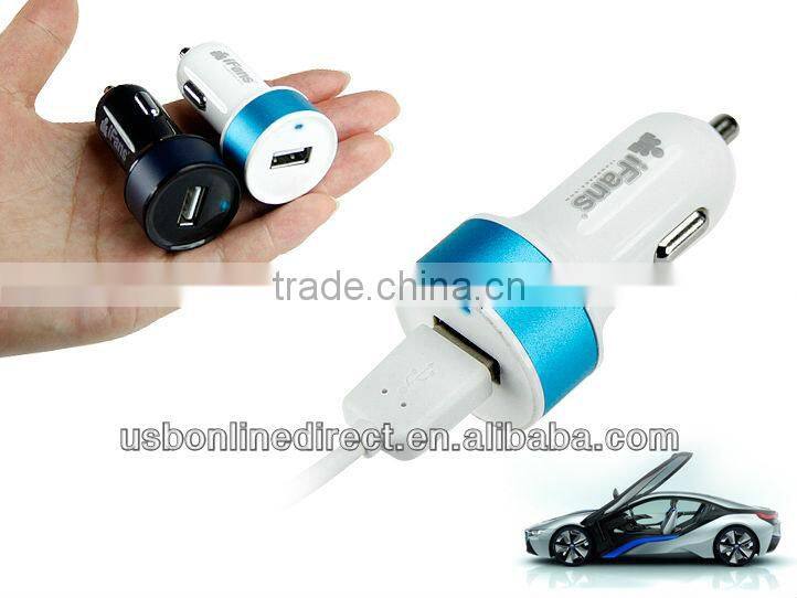 MFi approval Colorful Universal USB Car Charger for iPhone 5 Ipad ,etc