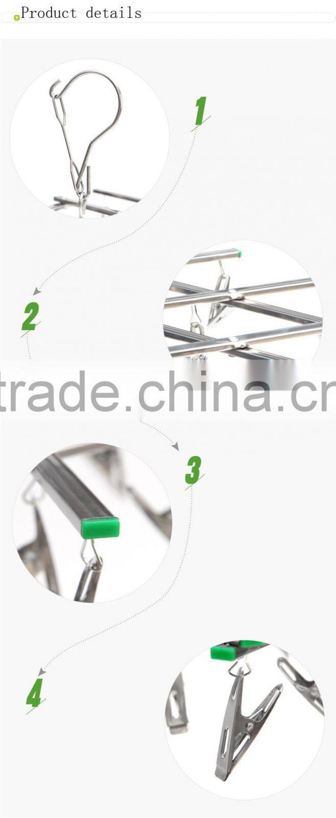 Wholesale products Stainless Steel Clothes Hanging Bracket Laundry Socks Trousers Clips Hanger Dry Rack 10 clips