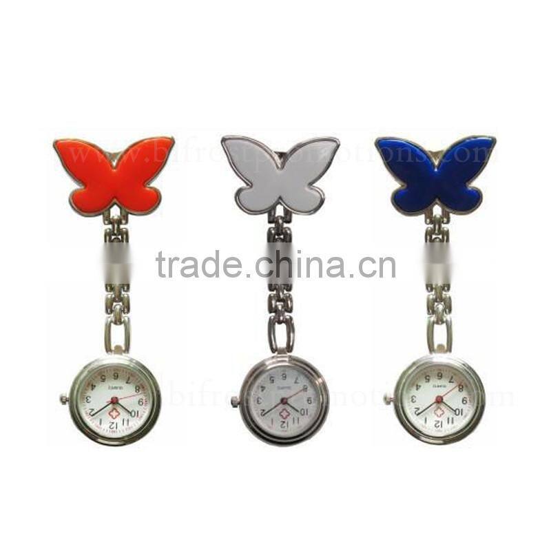 Cute Butterfly Clip Brooch Chain Brooch Digital Pocket Nurse Watch