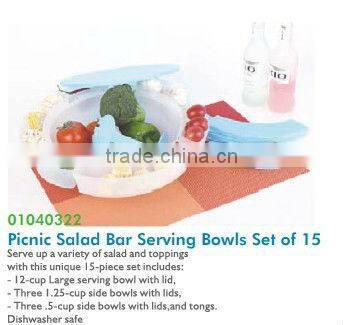 Picnic Salad Bar Serving Bowls Set of 15 01040322