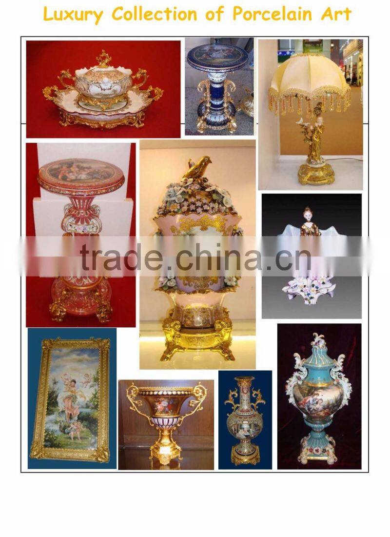 European Luxury Gold Plated Copper and Ceramic Art Painting, Wall Decorated Painting