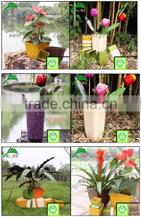 bio & eco square bamboo fiber flower pots