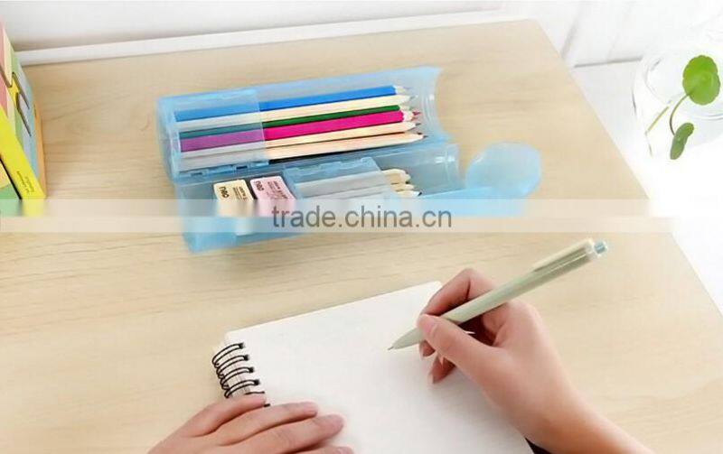 Wholesale Stock Multifunction Cylinder Shaped Portable Plastic Stationery Storage Box