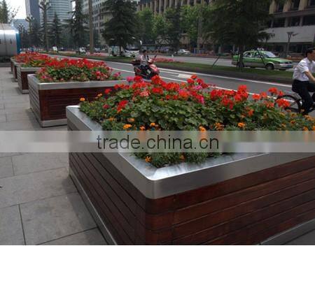 Street Wooden Flower Pots, Garden Wood Flower Planter Pots