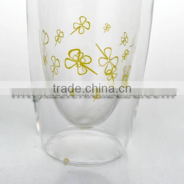 clear dubble wall wine drinking glass beer glass tall cup with logo