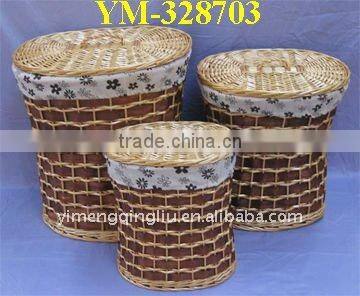 white S/3 willow laundry basket with lids