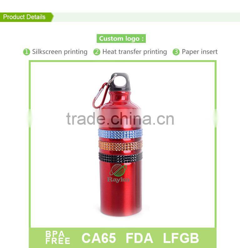 Stainless steel water bottle with carabiner