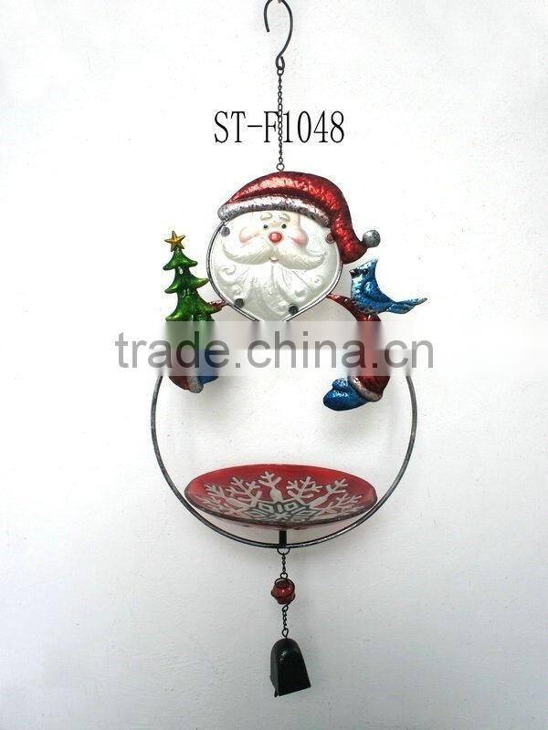 Stained Glass bird feeder with wind chimes