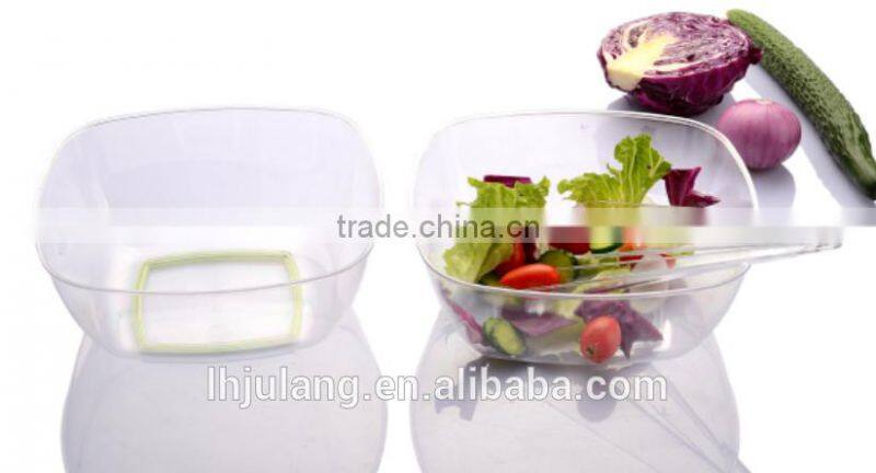 Useful plastic salad bowl with forks for Kitchen / plastic big salad bowl with forks set