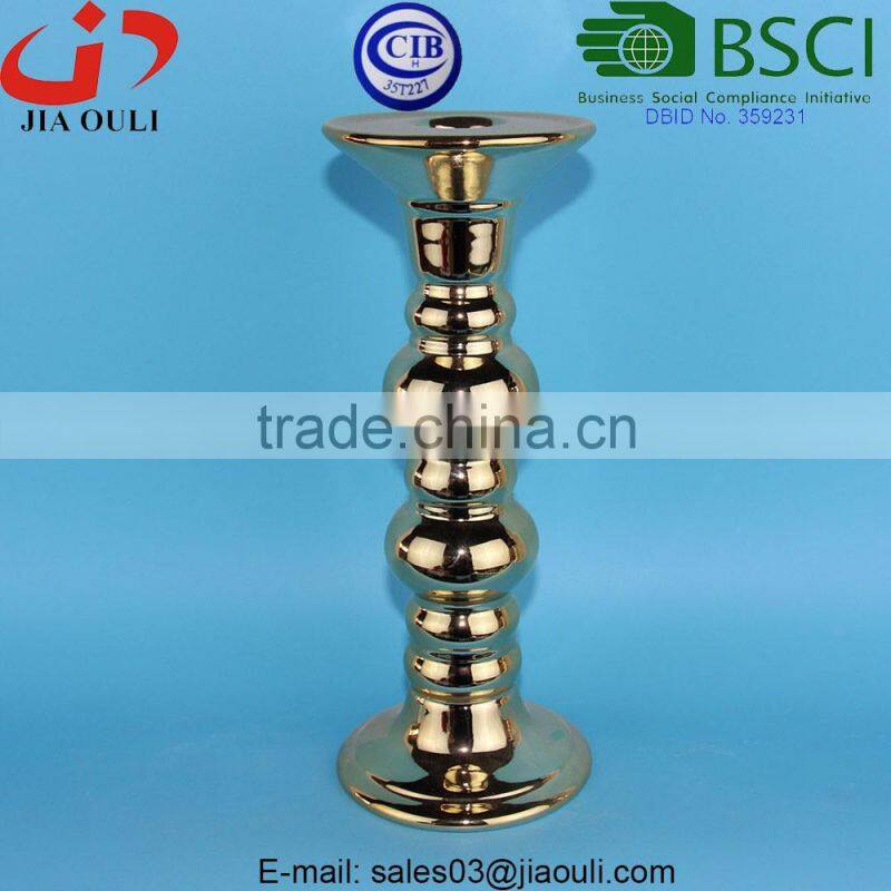 BSCI Audit factory dolomite electroplated christmas candleholders, silver plated candle holder