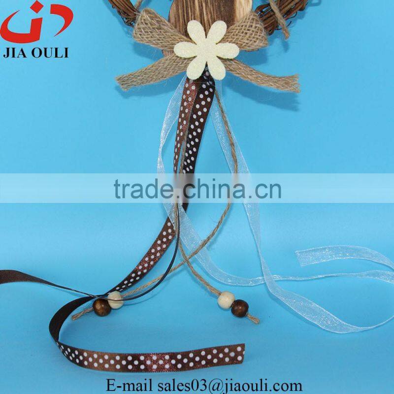 Cheap easter decorations with rabbit rattan easter wreath hanger