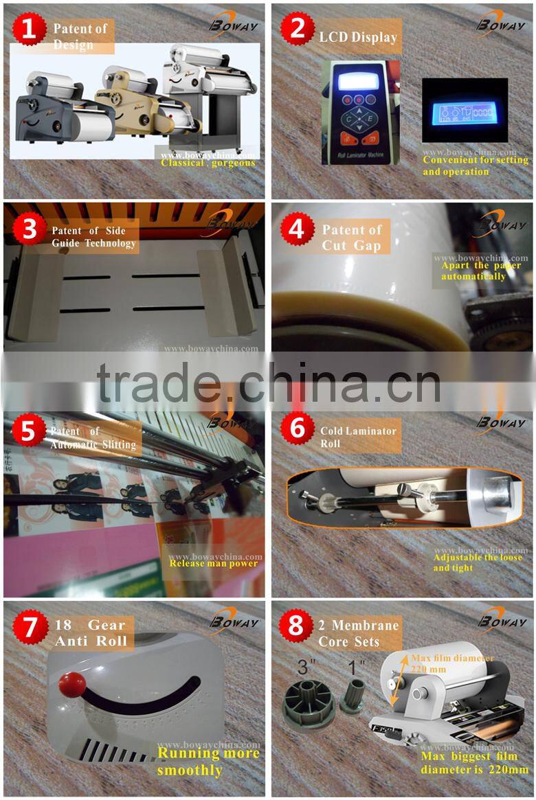 Hangzhou HUPU BOWAY 350mm Automatic Cut Gap Double Sides Film cold Hot Roll Laminating machine