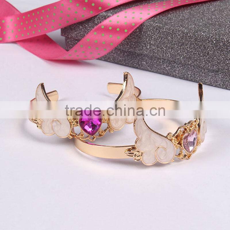 crystal heart angel wing cuff bangle gold angel wing cuff bangle