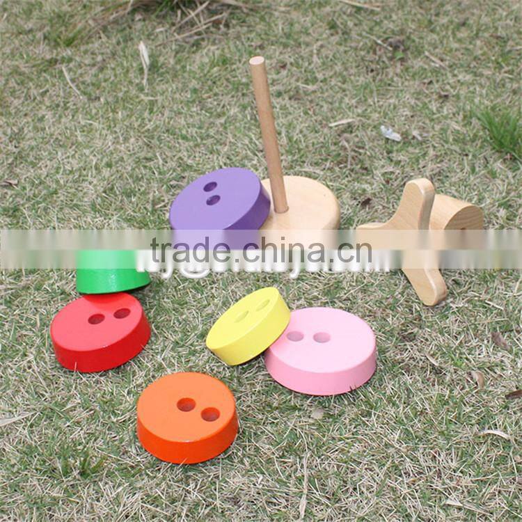 Best design colorful rainbow tower wooden baby stacking toys W13D110