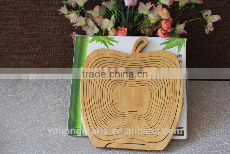 100% Bamboo Made Apple Shape Folding Fruit Basket