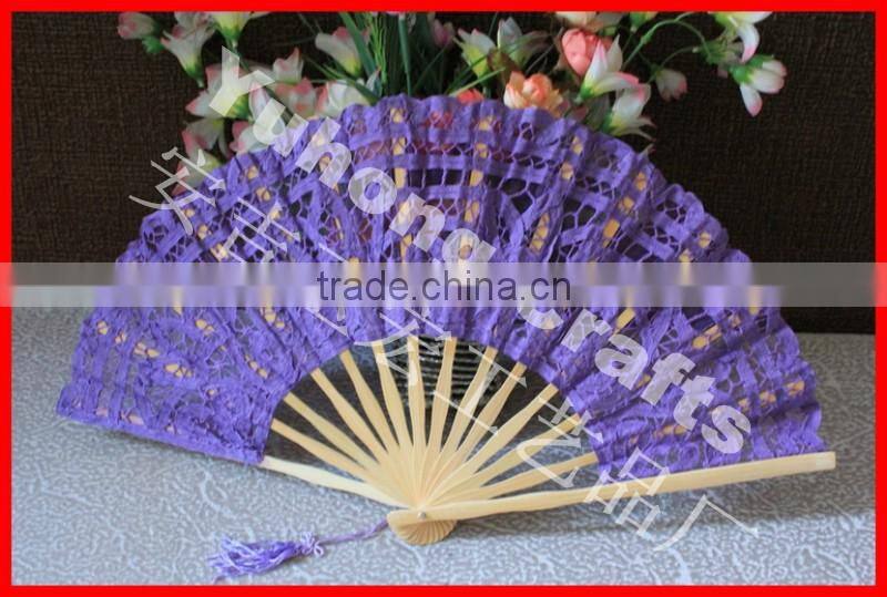 Personalized bamboo hand held lace fan