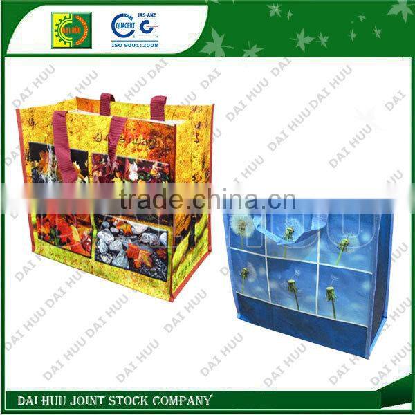 Colorful PP woven shopping bag with BOPP