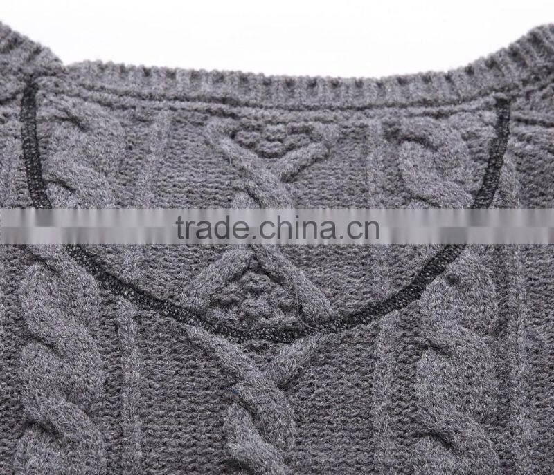 new arrival pure color cable crew neck knit sweater , pullover sweater