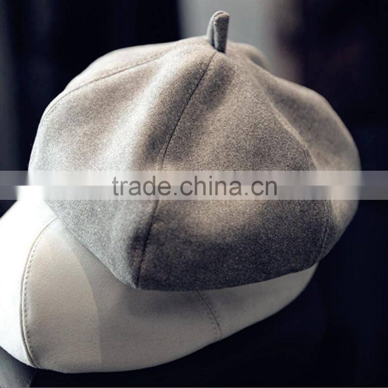 Small pure and fresh and joker pure color faux suede painter cap buds berets