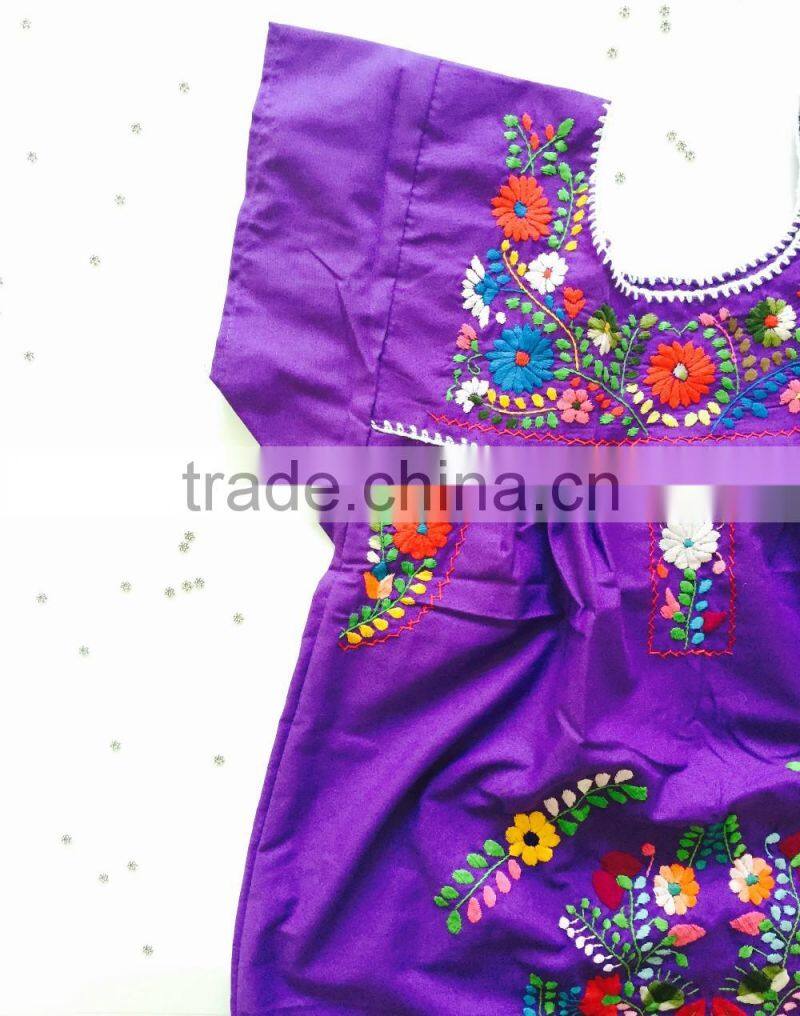 2016 Boho Hand Embroidery Design Cotton Dress For Baby Gril Kids Children Frock Dresses HSD5471