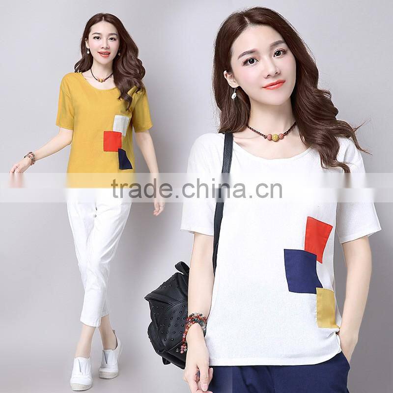 China factory wholesale custom logo cotton women's t-shirt embroidery shirt