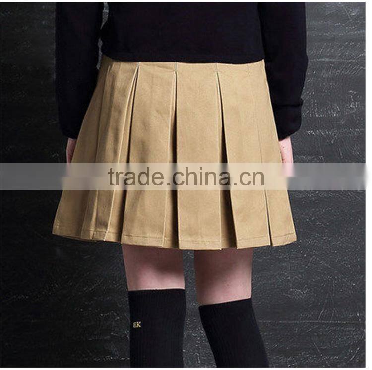 British student girl Khaki Skirt pleated Scotland school children skirt custom