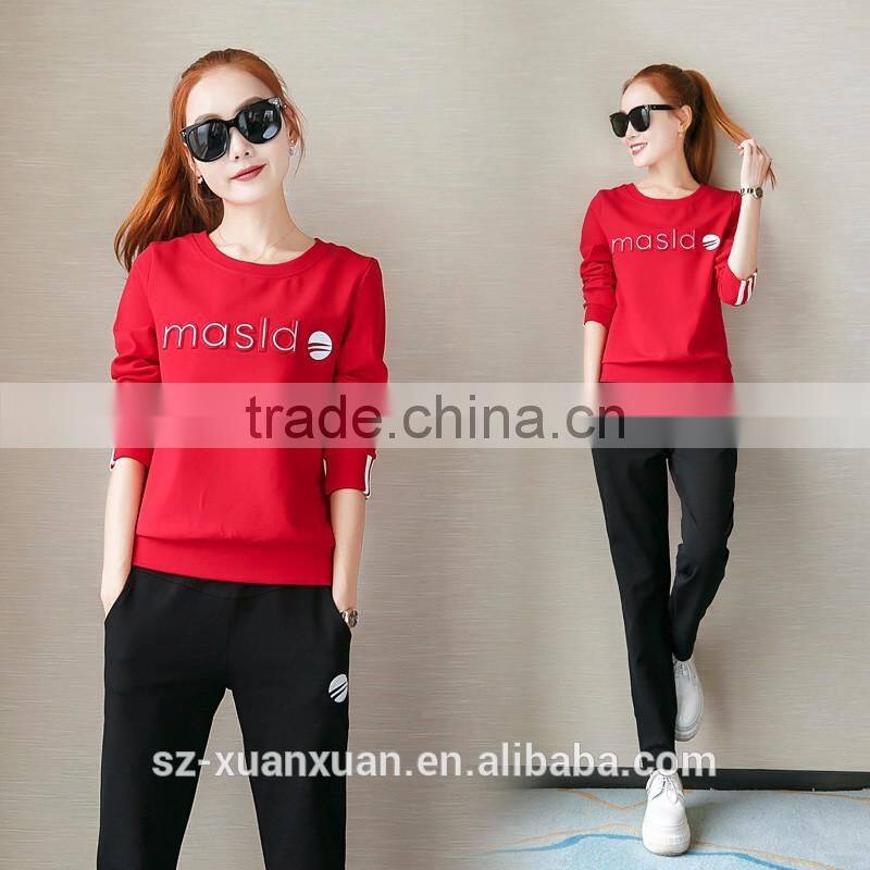 Fashion high quality casual cotton sportswear suit for girls 2016