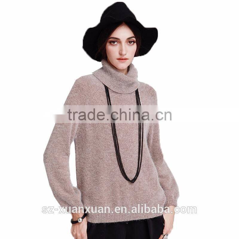 2016 winter plain pure color woolen turtleneck pullover sweater for lady