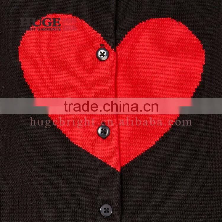 Heart Graphic At Center Front Fashion Sweater Cardigan